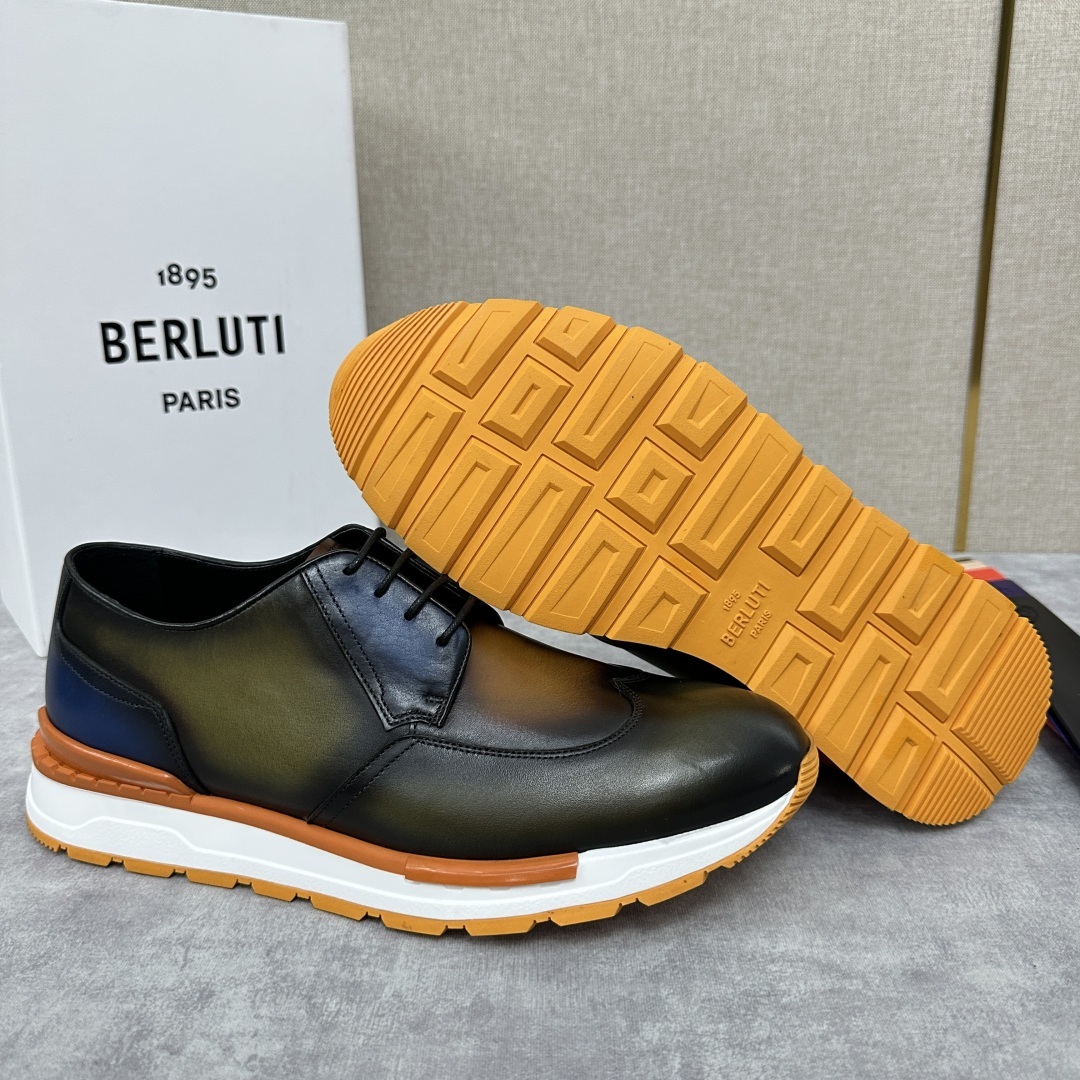 💋💍Berlut* 布鲁提 升级版第四代私模大底 Fast Track皮革运动鞋 官方 16.530