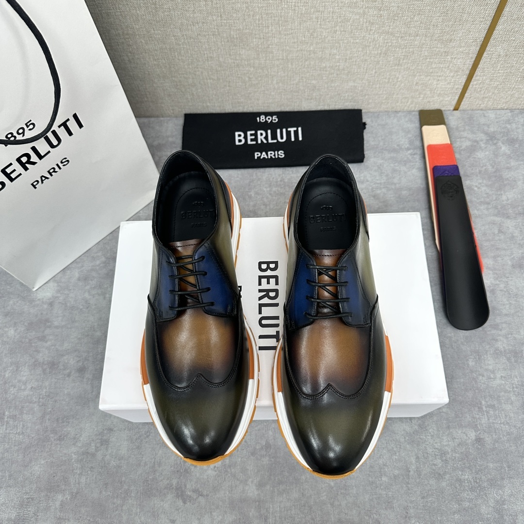 💋💍Berlut* 布鲁提 升级版第四代私模大底 Fast Track皮革运动鞋 官方 16.530