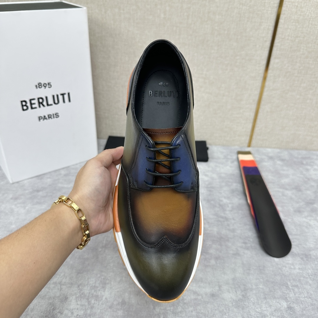 💋💍Berlut* 布鲁提 升级版第四代私模大底 Fast Track皮革运动鞋 官方 16.530