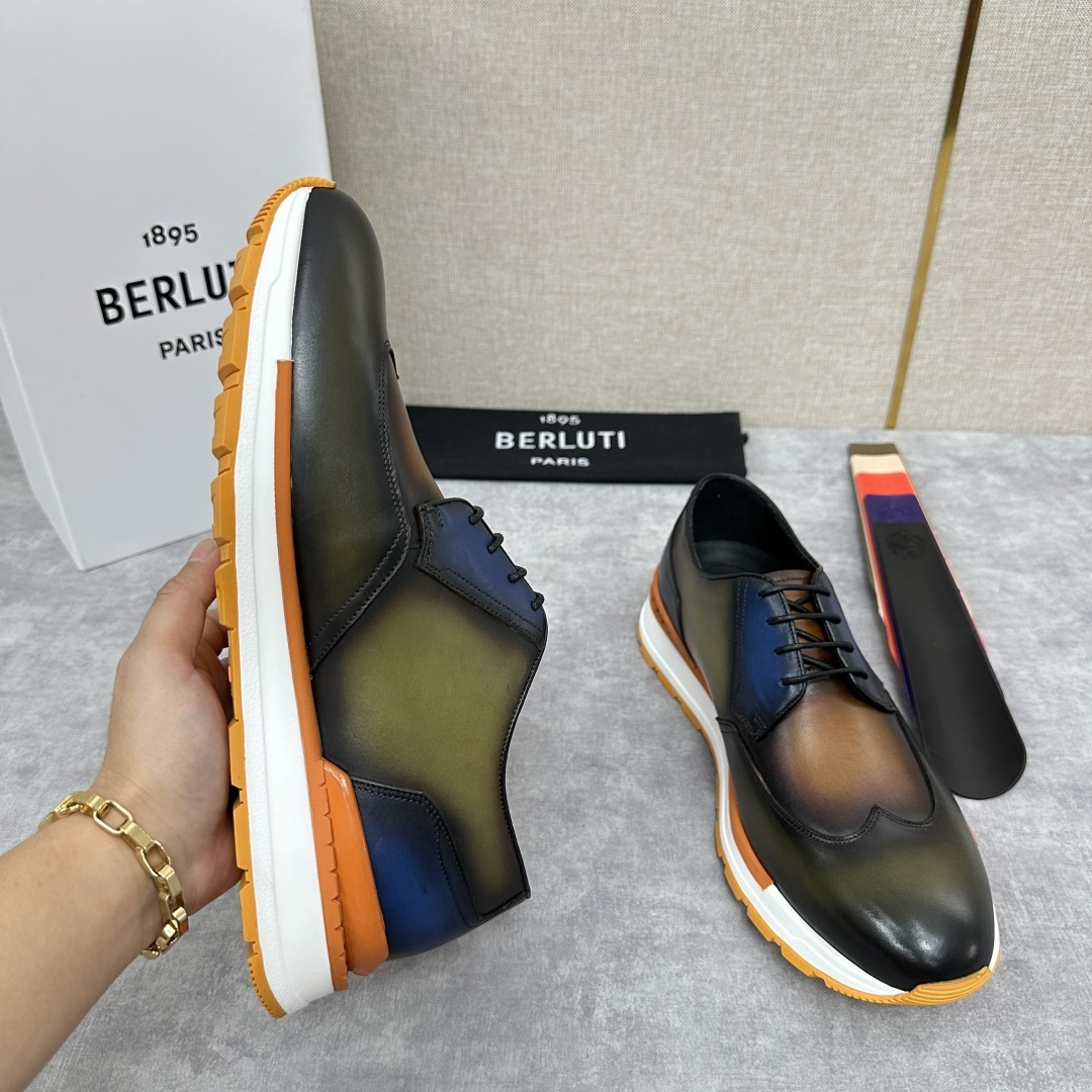 💋💍Berlut* 布鲁提 升级版第四代私模大底 Fast Track皮革运动鞋 官方 16.530