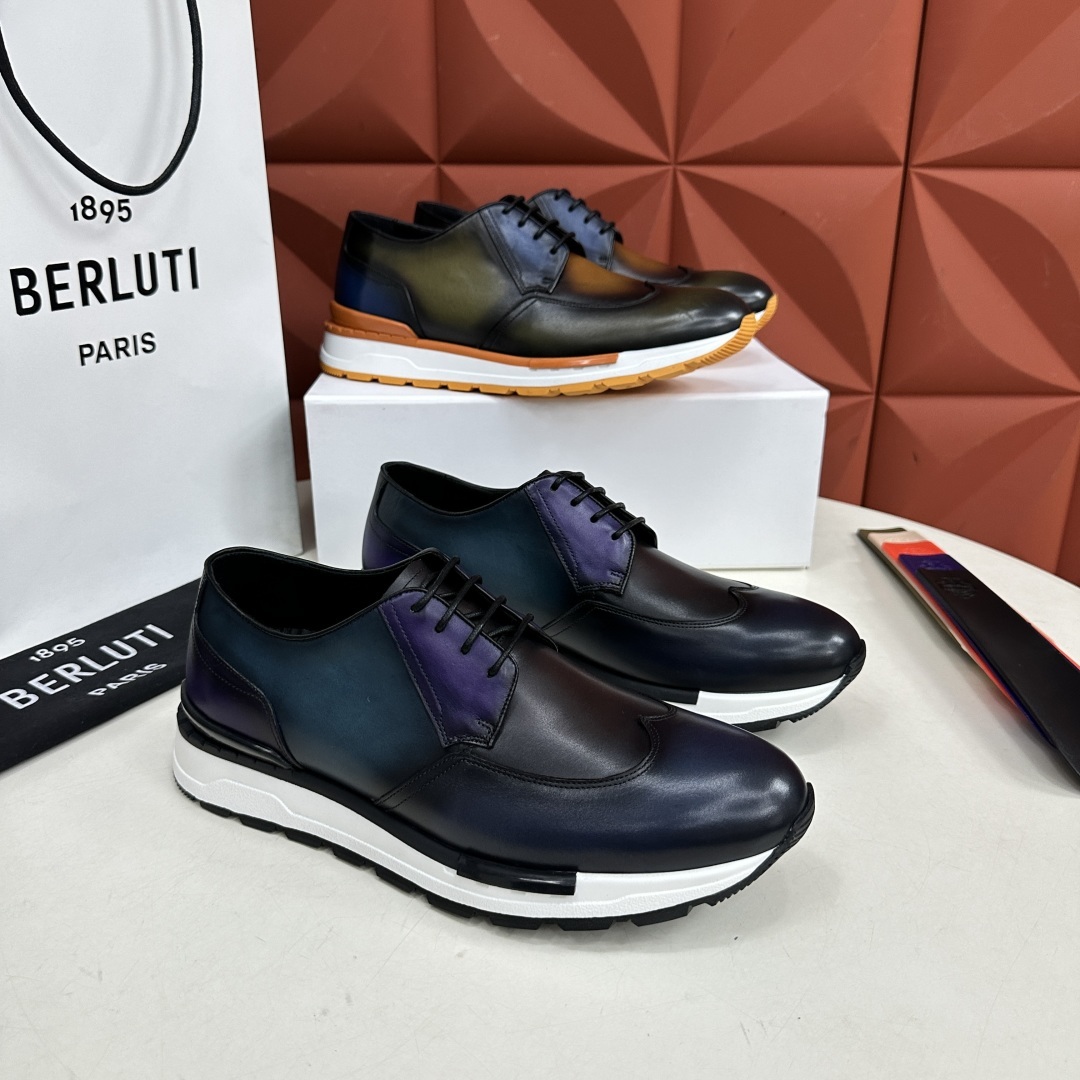 💋💍Berlut* 布鲁提 升级版第四代私模大底 Fast Track皮革运动鞋 官方 16.530