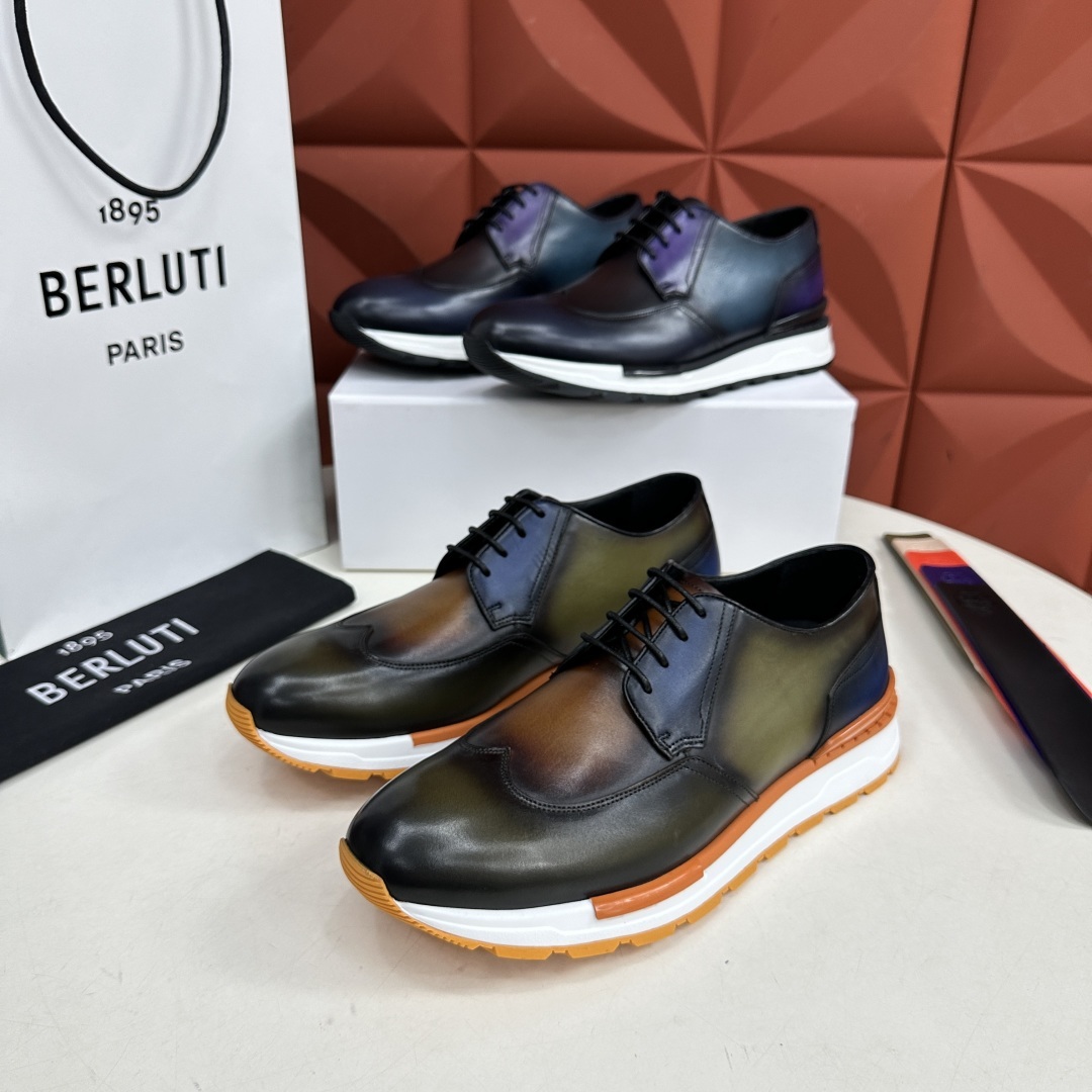 💋💍Berlut* 布鲁提 升级版第四代私模大底 Fast Track皮革运动鞋 官方 16.530