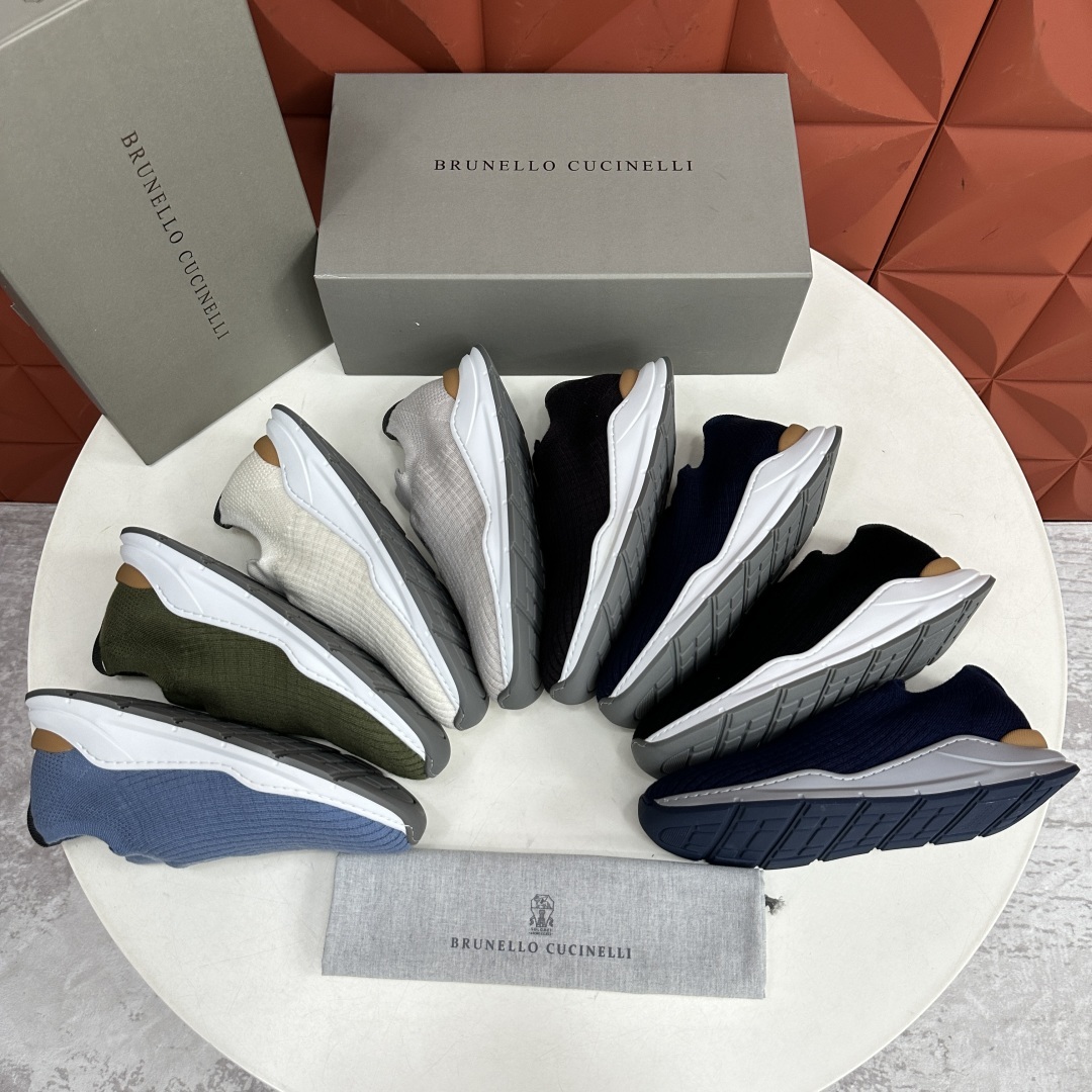 💋💍BC新品 Brunello Cucinell* 针织低帮运动鞋 官方 6,300 进口弹力飞织面料
