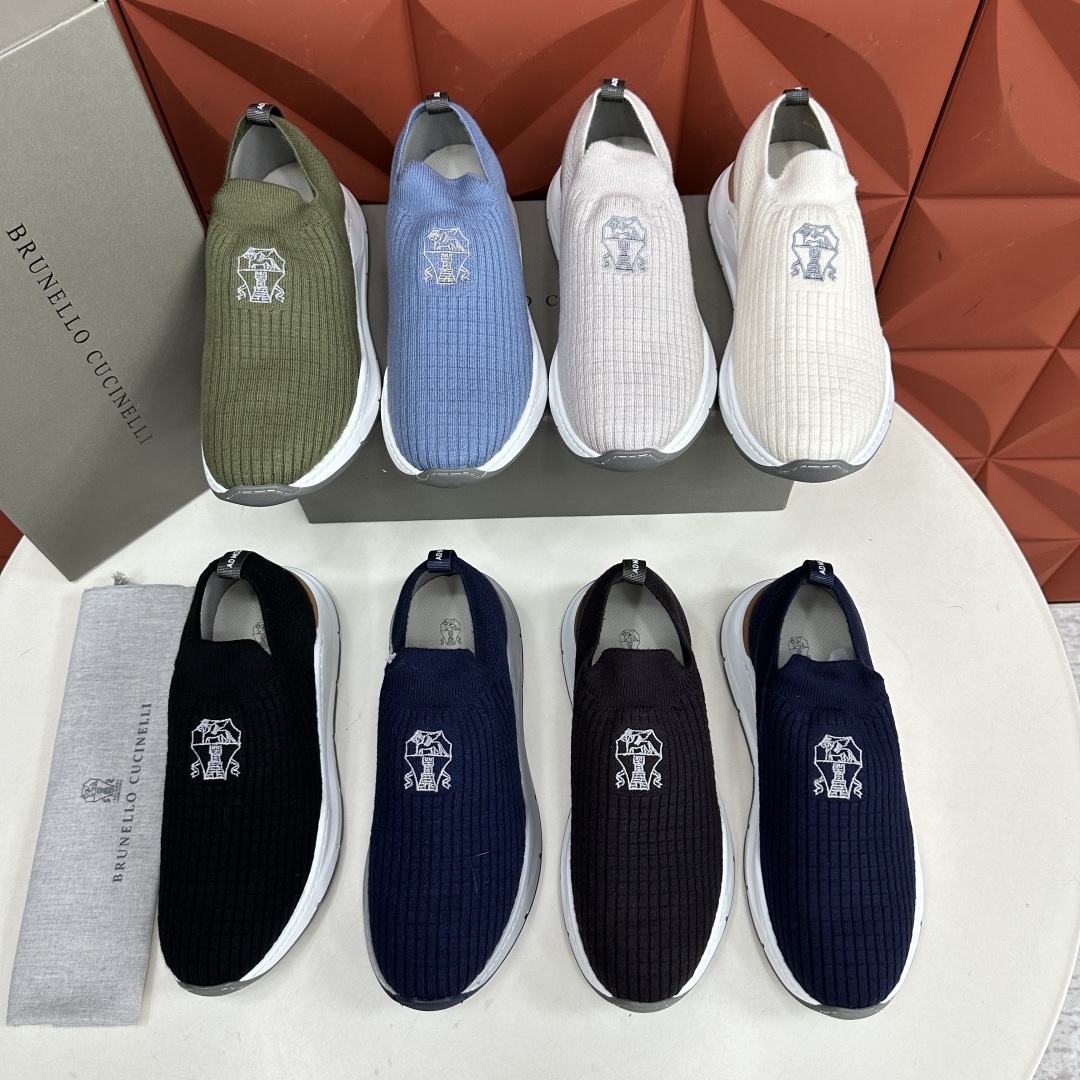 💋💍BC新品 Brunello Cucinell* 针织低帮运动鞋 官方 6,300 进口弹力飞织面料