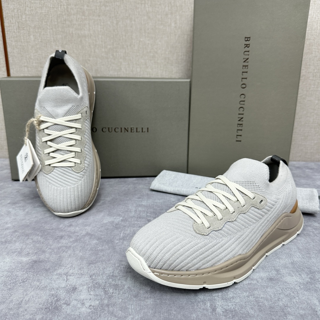 💋💍BC新品 Brunello Cucinell* 针织低帮运动鞋,进口弹力飞织面料 高级针织品以现代