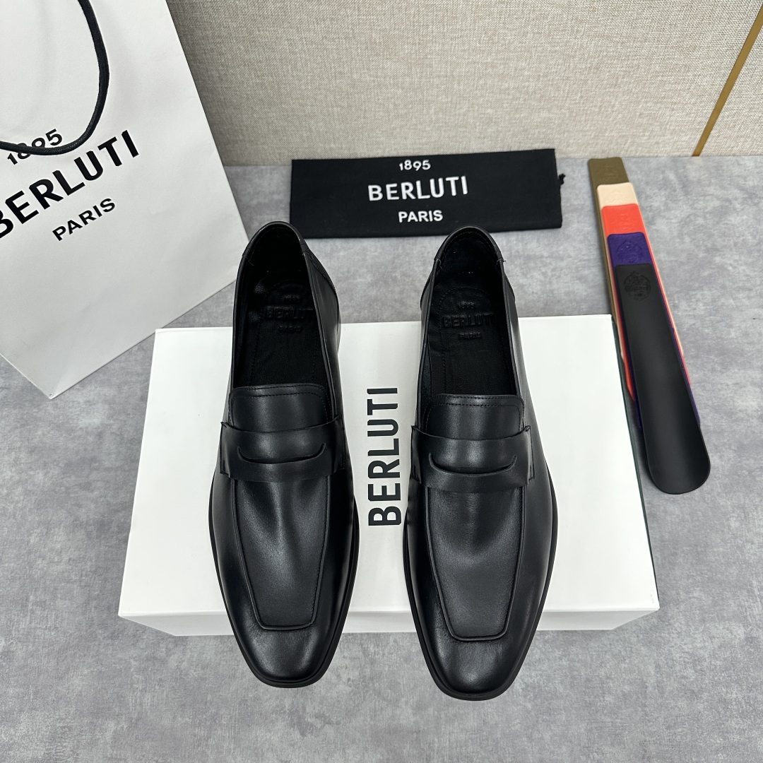 💋💍新品布鲁-提，berlut*初代Lorenzo单层小牛皮乐福鞋，经典布雷克结构法，柔软光面小牛皮胚古