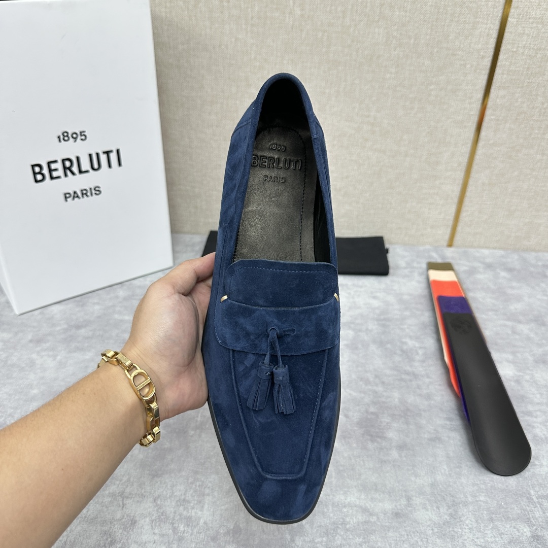💋💍新品布鲁-提，berlut*初代Lorenzo流苏反毛牛皮乐福鞋，经典布雷克结构法，柔软光面小牛皮胚