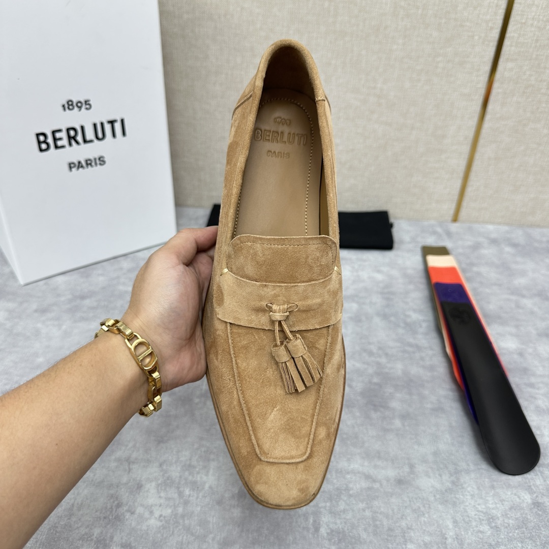 💋💍新品布鲁-提，berlut*初代Lorenzo流苏反毛牛皮乐福鞋，经典布雷克结构法，柔软光面小牛皮胚