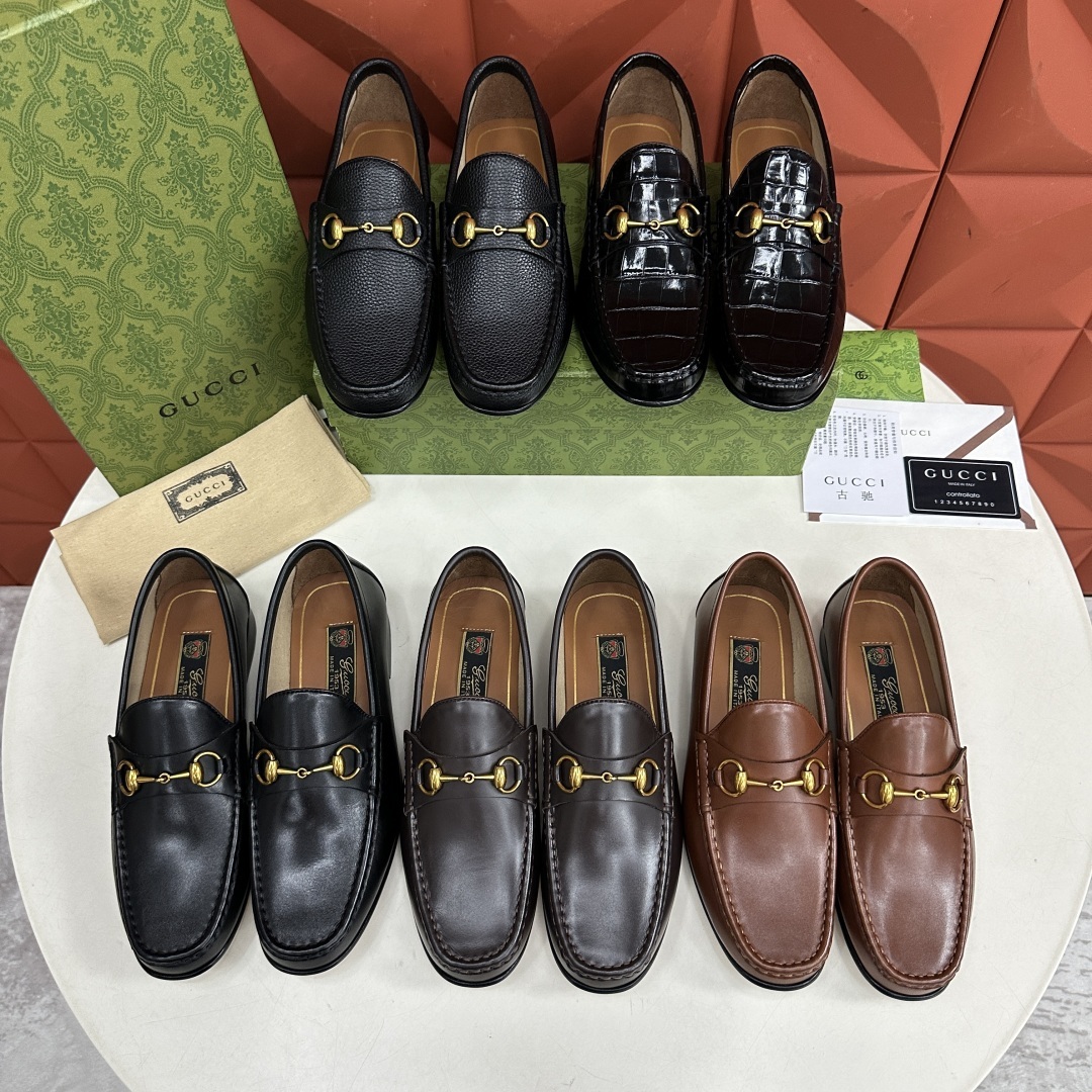 💋💍G家 GUCC* 新品男士马衔扣乐福鞋 官方7,400 采用单层进口牛皮/开边珠亮皮鳄鱼🐊