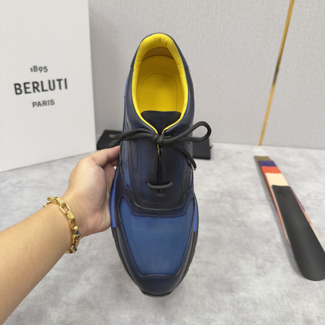 💋💍Berlut* 布鲁提定制款特别款阴阳雕花 升级版第四代私模大底 Fast Track走秀皮革运动鞋