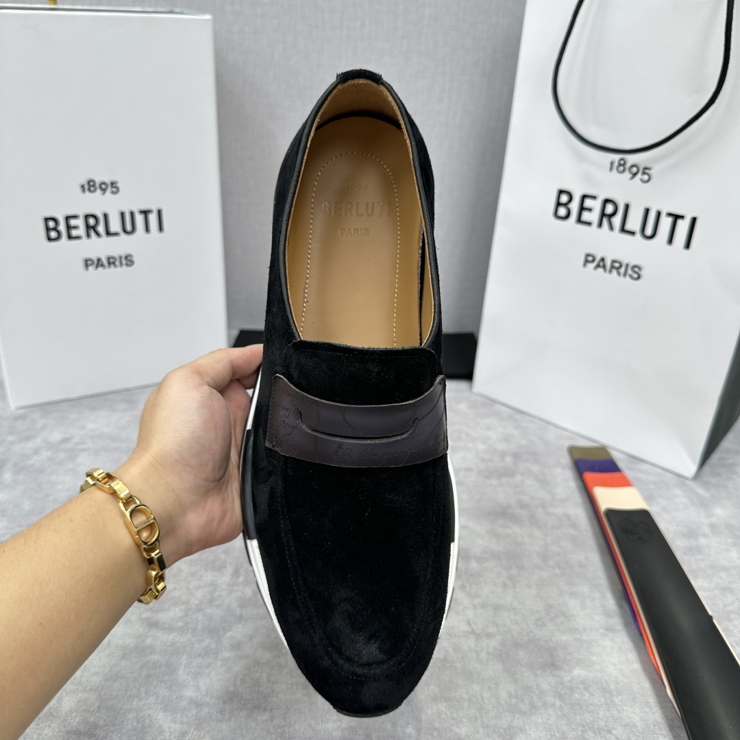 💋💍Berlut* 布鲁提 升级版第四代私模大底 Fast Track皮革乐福运动鞋 官方 16700