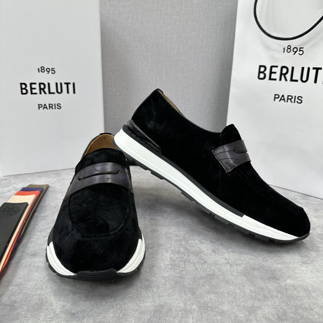 💋💍Berlut* 布鲁提 升级版第四代私模大底 Fast Track皮革乐福运动鞋 官方 16700