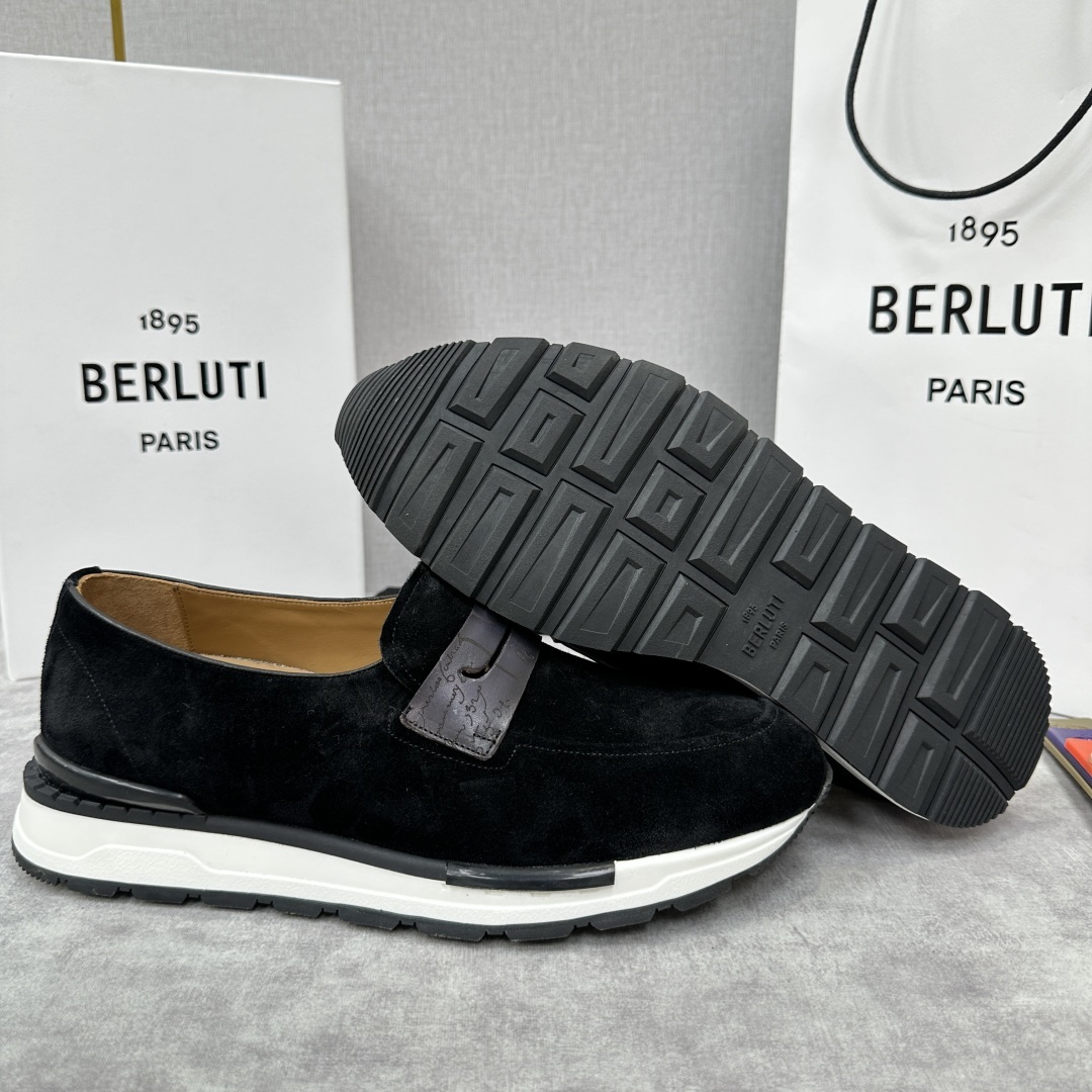 💋💍Berlut* 布鲁提 升级版第四代私模大底 Fast Track皮革乐福运动鞋 官方 16700