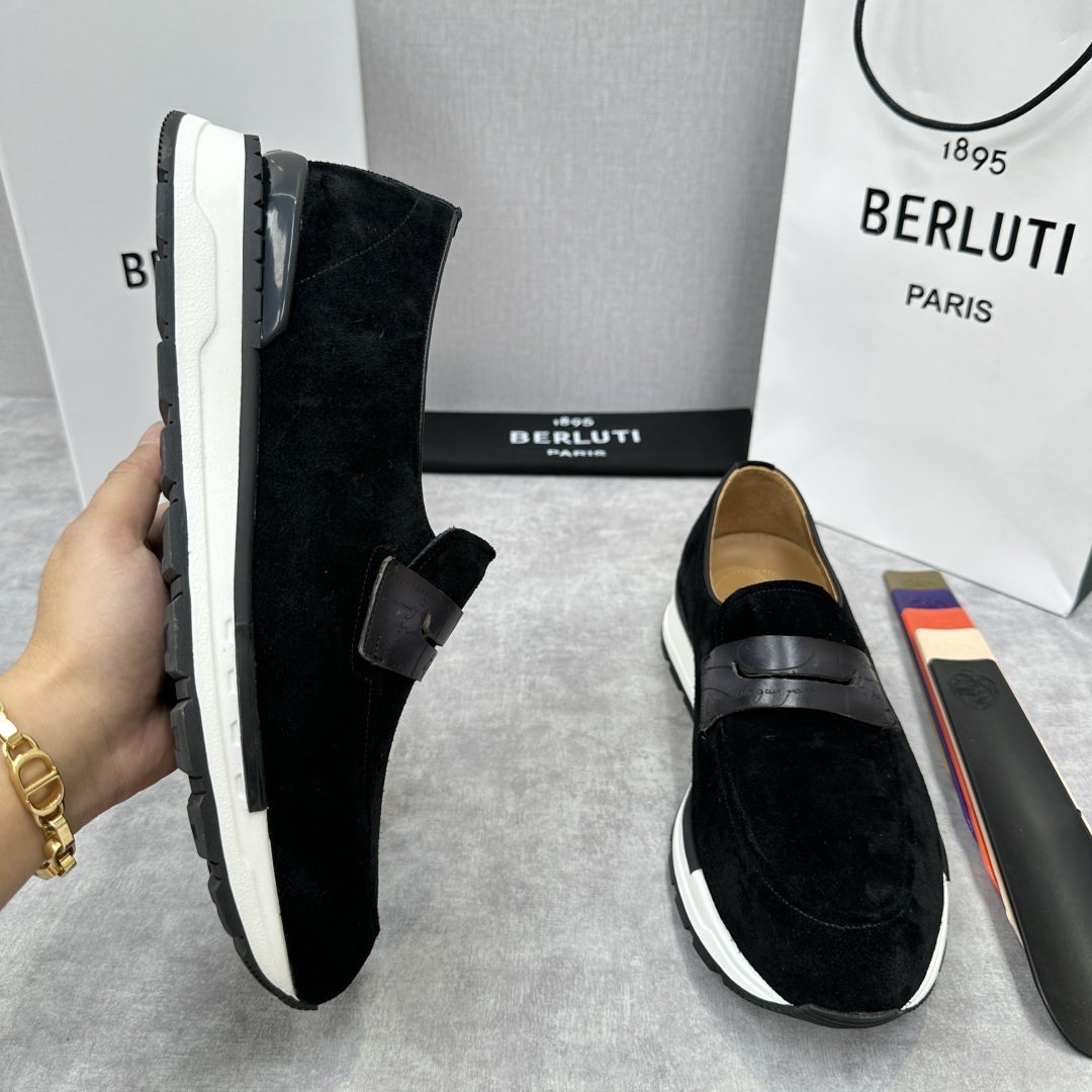 💋💍Berlut* 布鲁提 升级版第四代私模大底 Fast Track皮革乐福运动鞋 官方 16700