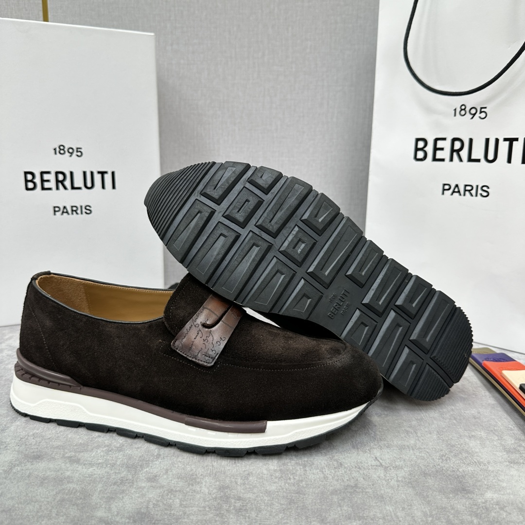 💋💍Berlut* 布鲁提 升级版第四代私模大底 Fast Track皮革乐福运动鞋 官方 16700