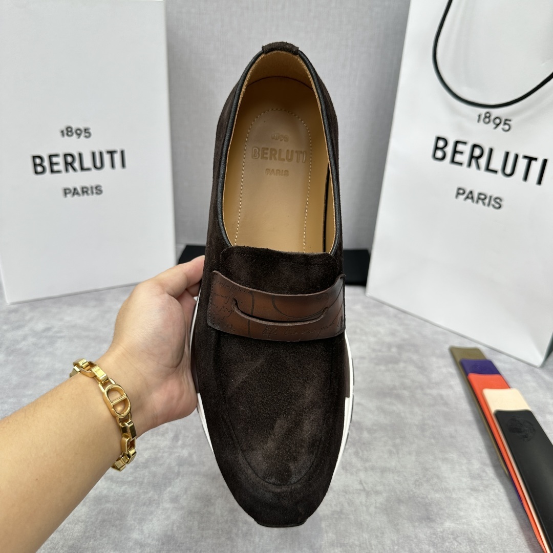 💋💍Berlut* 布鲁提 升级版第四代私模大底 Fast Track皮革乐福运动鞋 官方 16700