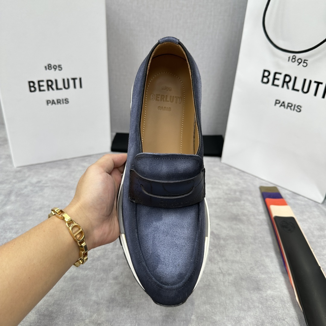 💋💍Berlut* 布鲁提 升级版第四代私模大底 Fast Track皮革乐福运动鞋 官方 16700