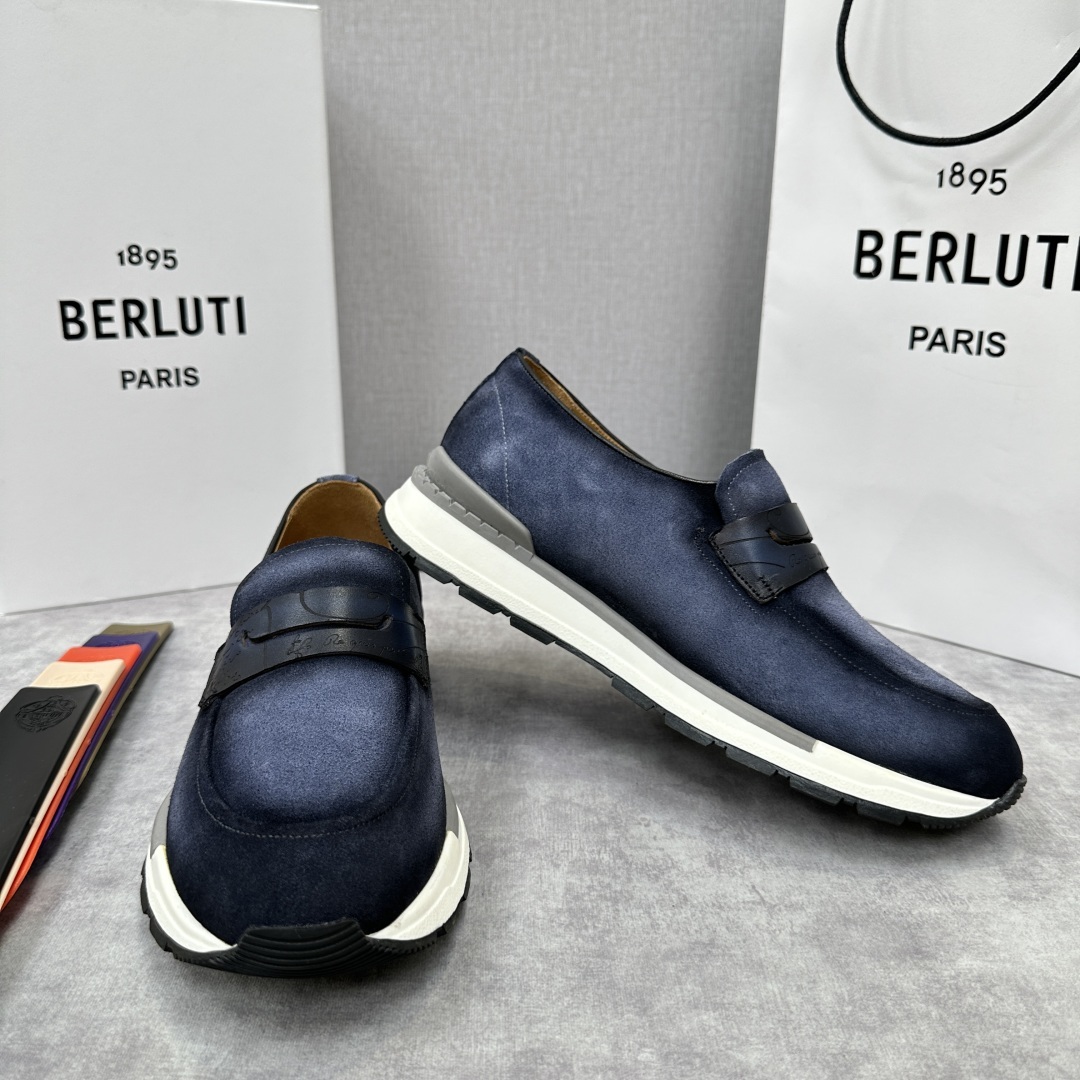💋💍Berlut* 布鲁提 升级版第四代私模大底 Fast Track皮革乐福运动鞋 官方 16700