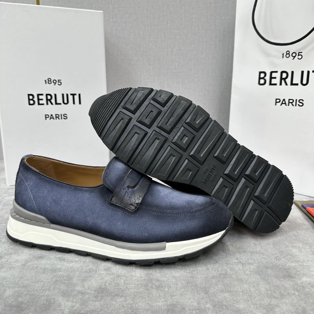 💋💍Berlut* 布鲁提 升级版第四代私模大底 Fast Track皮革乐福运动鞋 官方 16700
