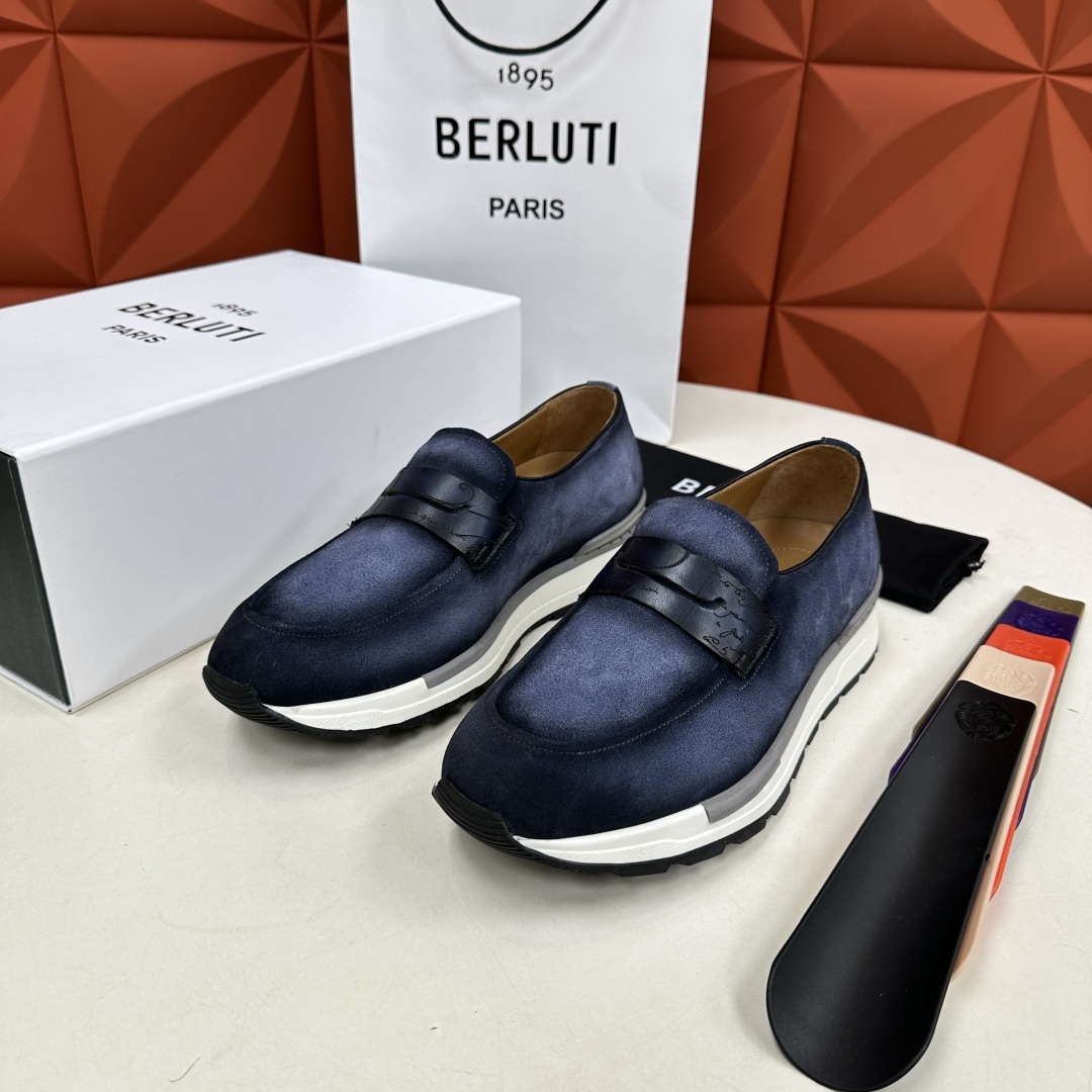 💋💍Berlut* 布鲁提 升级版第四代私模大底 Fast Track皮革乐福运动鞋 官方 16700