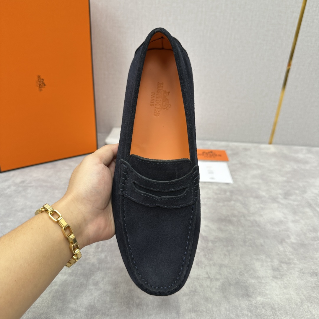 💋💍H家  爱马-仕 Herme*新品乐福鞋  一脚蹬豆豆鞋  此次选用进口荔枝纹/翻毛皮/平纹小牛皮制