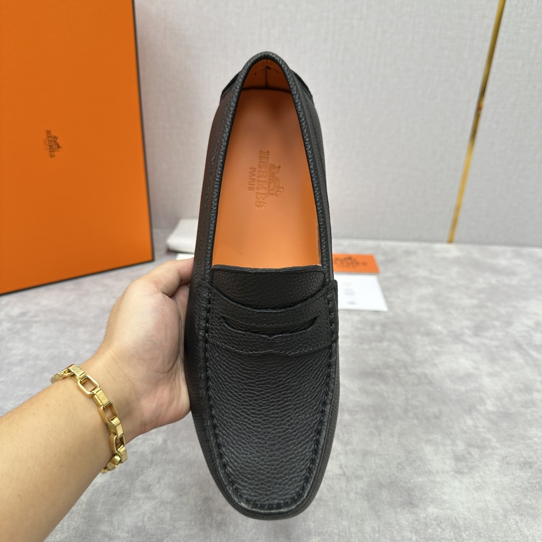 💋💍H家  爱马-仕 Herme*新品乐福鞋  一脚蹬豆豆鞋  此次选用进口荔枝纹/翻毛皮/平纹小牛皮制