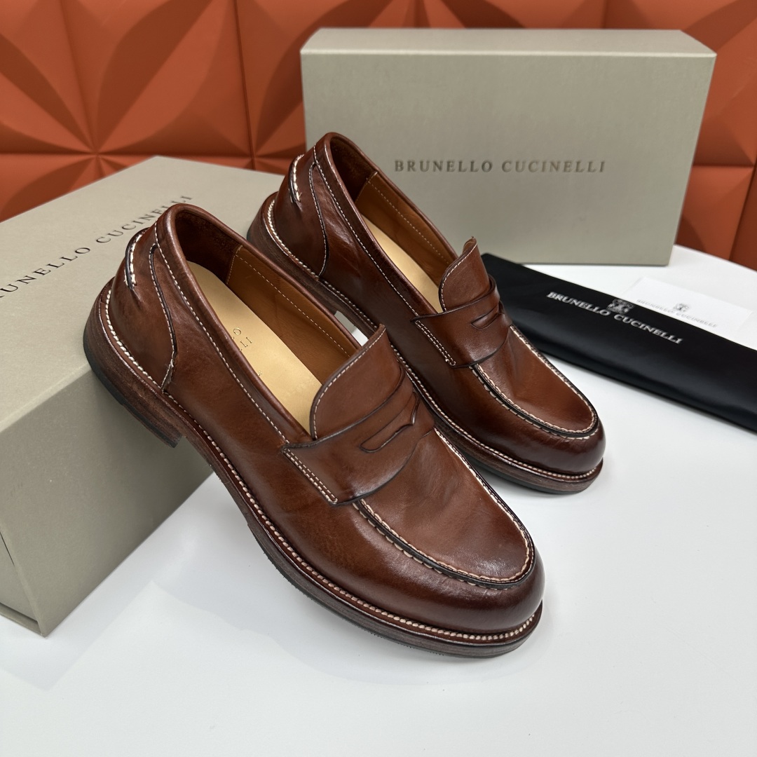 💋💍BC家新品上架 Brunello Cucinell* 水洗乐福鞋皮鞋  进口牛皮打造 手工缝制鞋面 