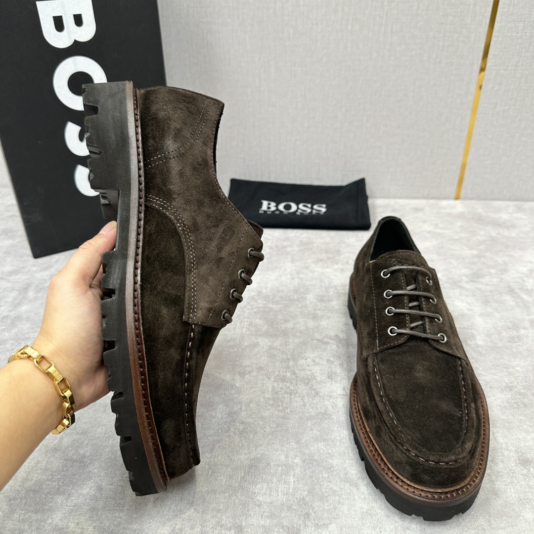 💋💍BOS*男士经典新款厚底发泡橡胶系带休闲皮鞋  街头风范 极富时髦魅力 加厚轻质橡胶鞋底 极度舒适款