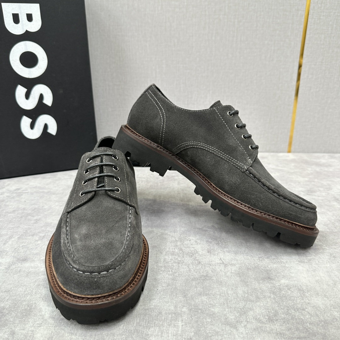 💋💍BOS*男士经典新款厚底发泡橡胶系带休闲皮鞋  街头风范 极富时髦魅力 加厚轻质橡胶鞋底 极度舒适款