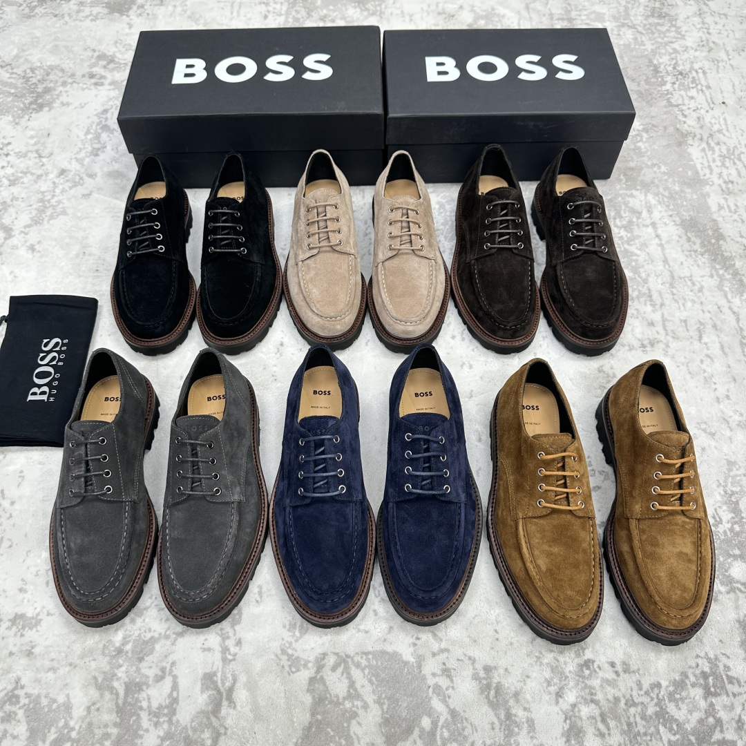 💋💍BOS*男士经典新款厚底发泡橡胶系带休闲皮鞋  街头风范 极富时髦魅力 加厚轻质橡胶鞋底 极度舒适款
