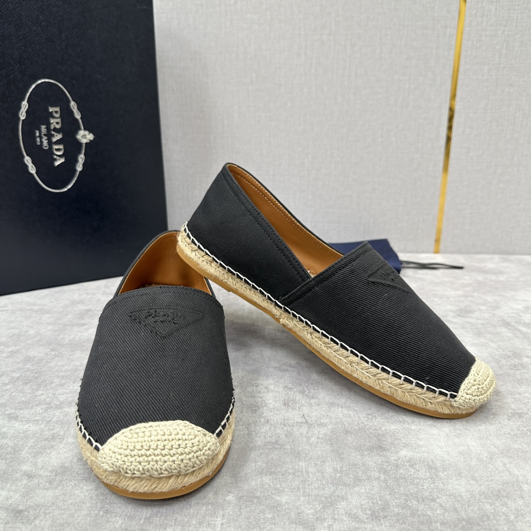 💋💍p家新品 普拉-达Prad*新品渔夫鞋    官方 6,380   原系列牛皮，帆布，麻料布，手工缝