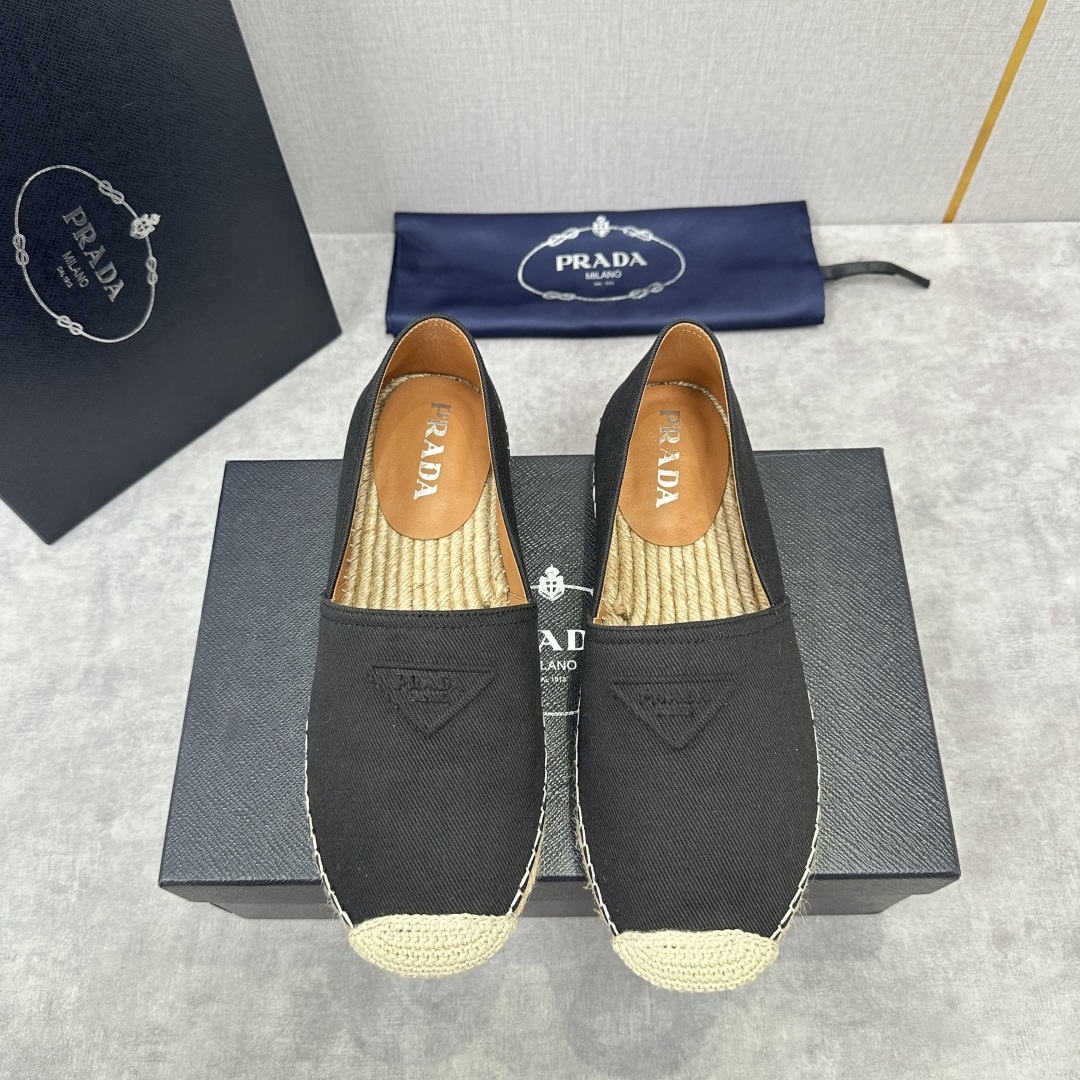 💋💍p家新品 普拉-达Prad*新品渔夫鞋    官方 6,380   原系列牛皮，帆布，麻料布，手工缝