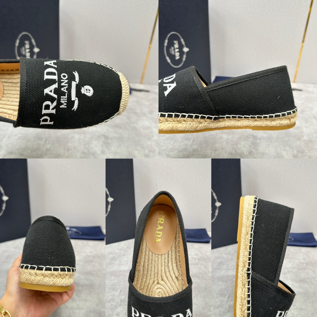 💋💍p家新品 普拉-达Prad*新品渔夫鞋    官方 6,380   原系列牛皮，帆布，麻料布，手工缝