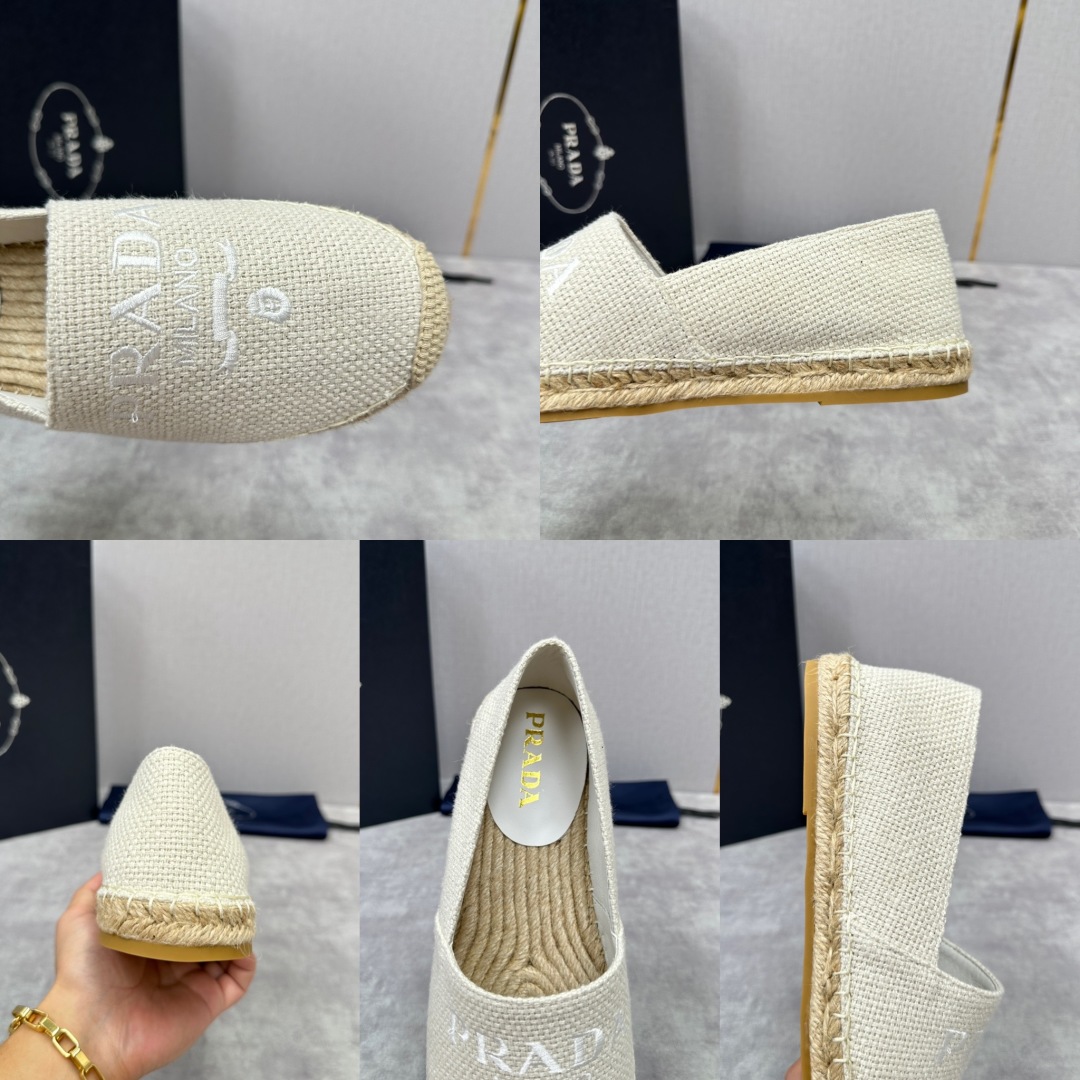 💋💍p家新品 普拉-达Prad*新品渔夫鞋    官方 6,380   原系列牛皮，帆布，麻料布，手工缝