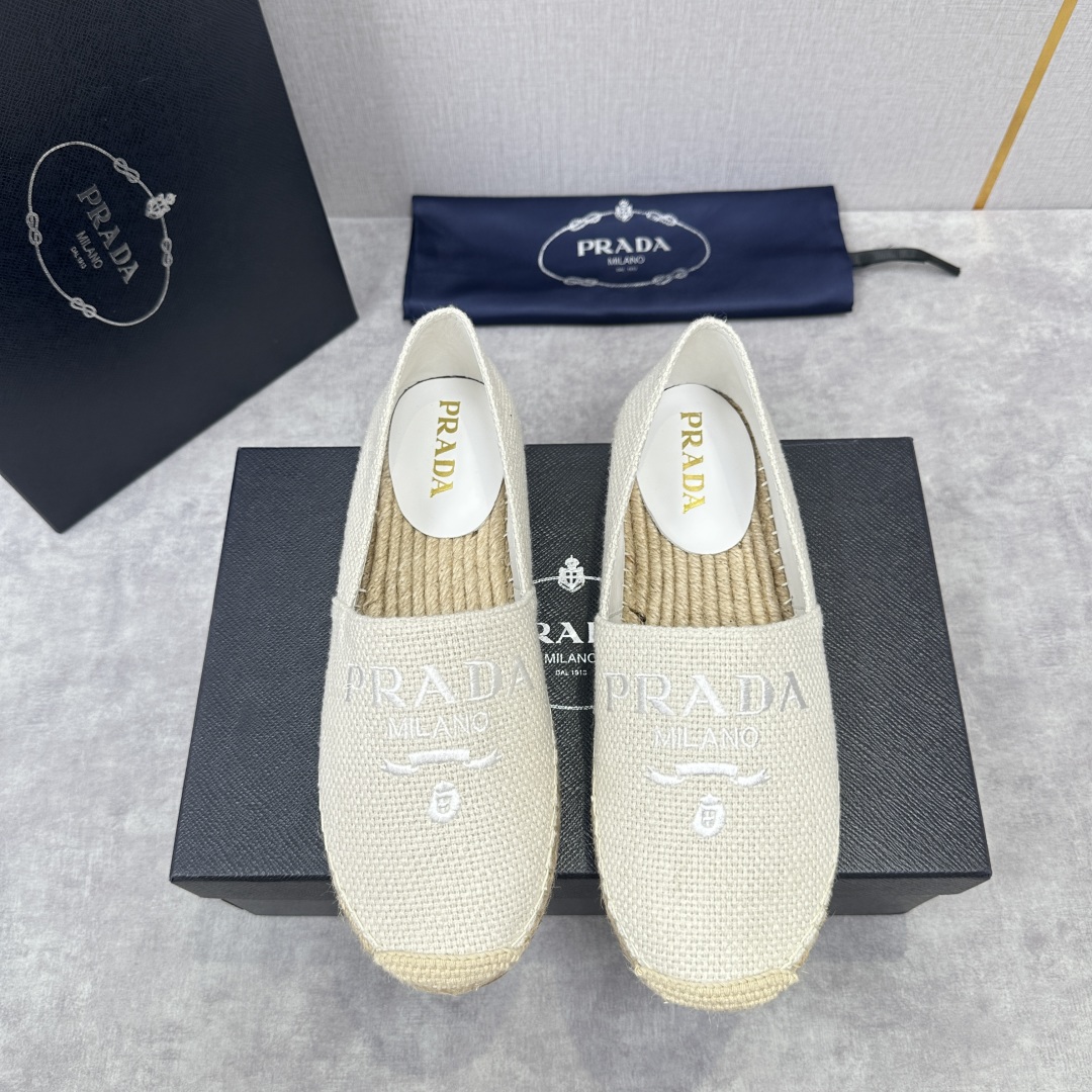 💋💍p家新品 普拉-达Prad*新品渔夫鞋    官方 6,380   原系列牛皮，帆布，麻料布，手工缝