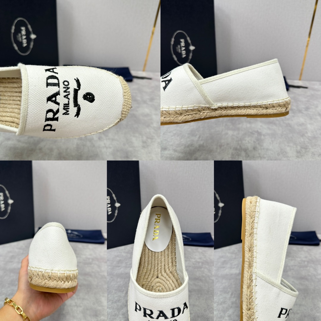 💋💍p家新品 普拉-达Prad*新品渔夫鞋    官方 6,380   原系列牛皮，帆布，麻料布，手工缝