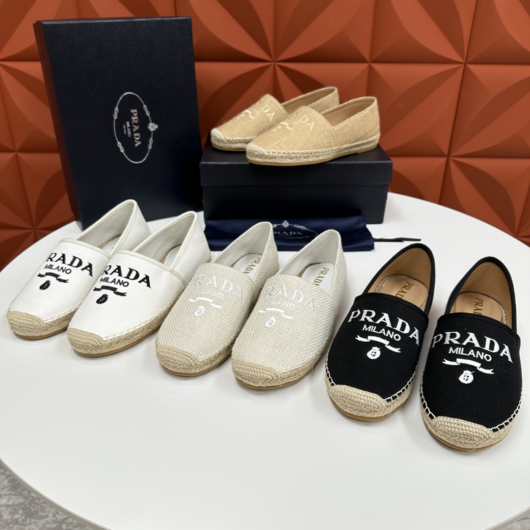 💋💍p家新品 普拉-达Prad*新品渔夫鞋    官方 6,380   原系列牛皮，帆布，麻料布，手工缝