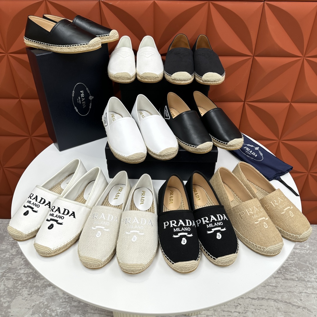 💋💍p家新品 普拉-达Prad*新品渔夫鞋    官方 6,380   原系列牛皮，帆布，麻料布，手工缝