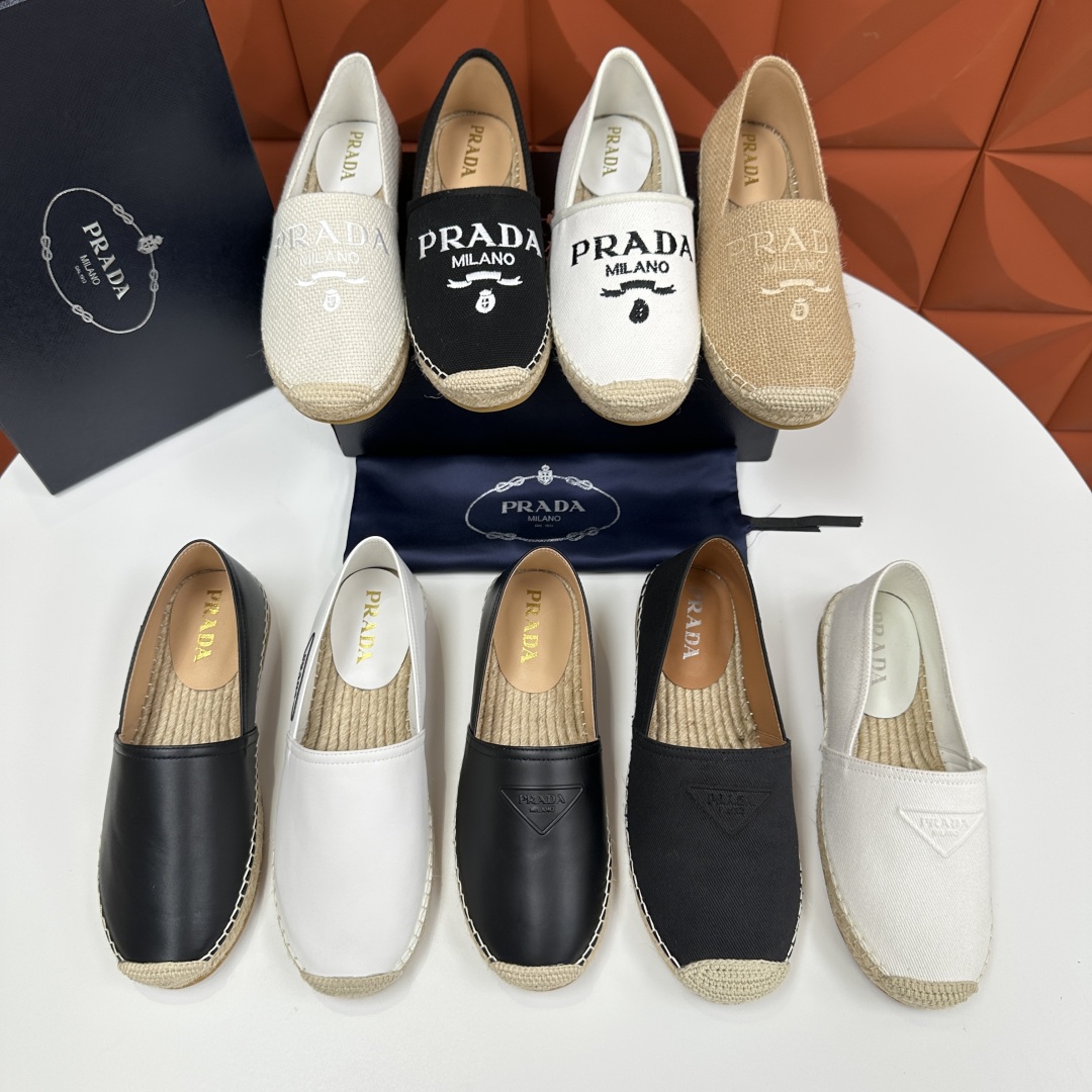 💋💍p家新品 普拉-达Prad*新品渔夫鞋    官方 6,380   原系列牛皮，帆布，麻料布，手工缝