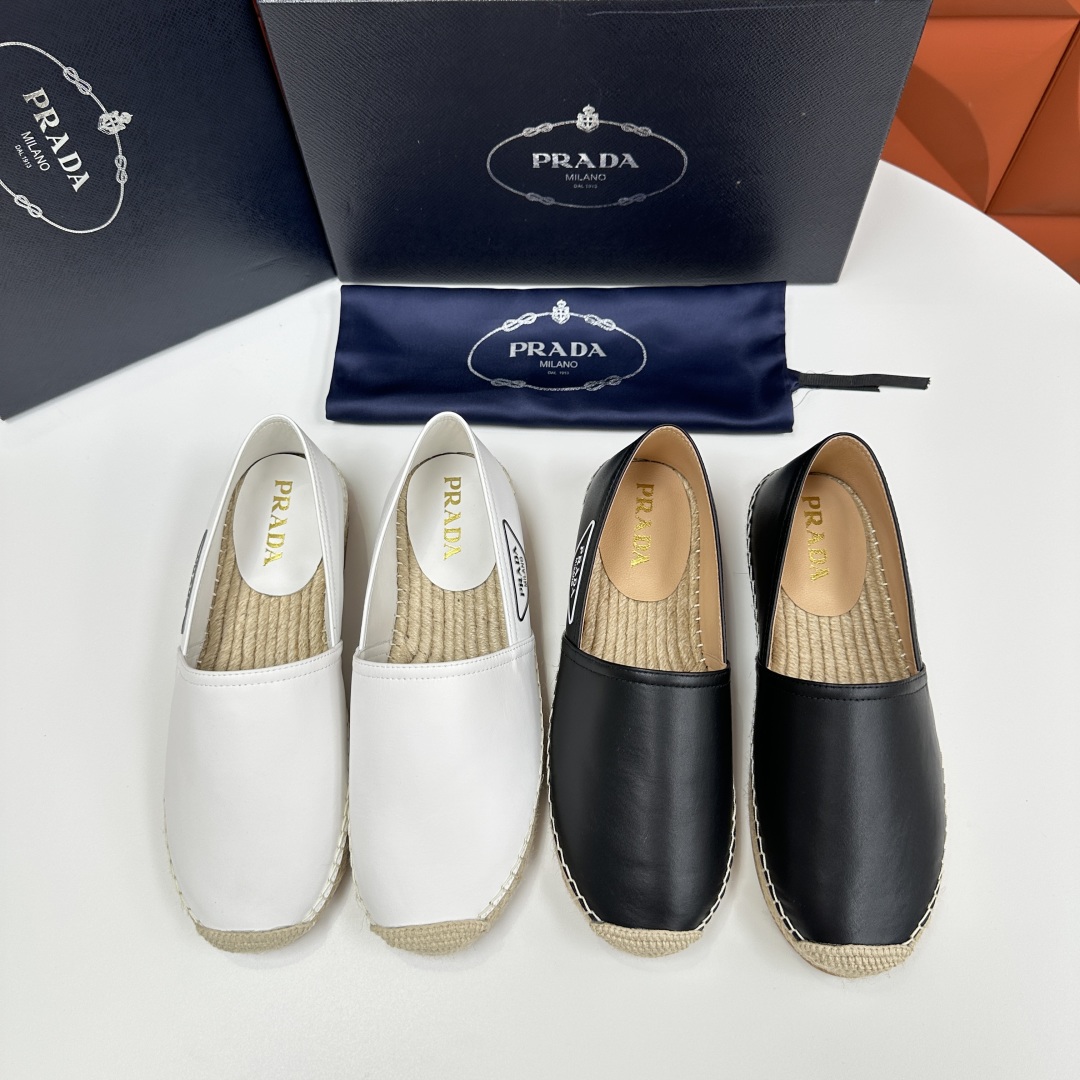 💋💍p家新品 普拉-达Prad*新品渔夫鞋    官方 6,380   原系列牛皮，帆布，麻料布，手工缝