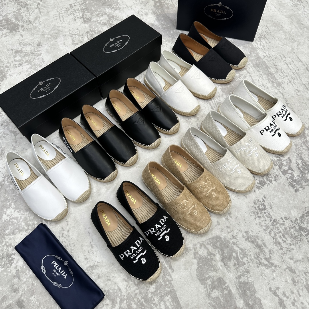 💋💍p家新品 普拉-达Prad*新品渔夫鞋    官方 6,380   原系列牛皮，帆布，麻料布，手工缝