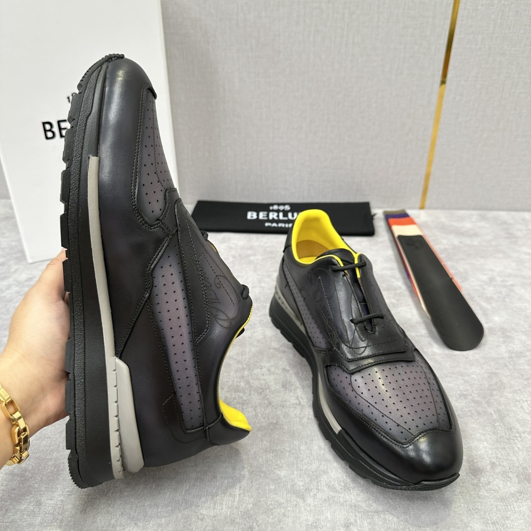 💋💍Berlut* 布鲁提定制款特别款冲孔雕花 升级版第四代私模大底 Fast Track走秀皮革运动鞋