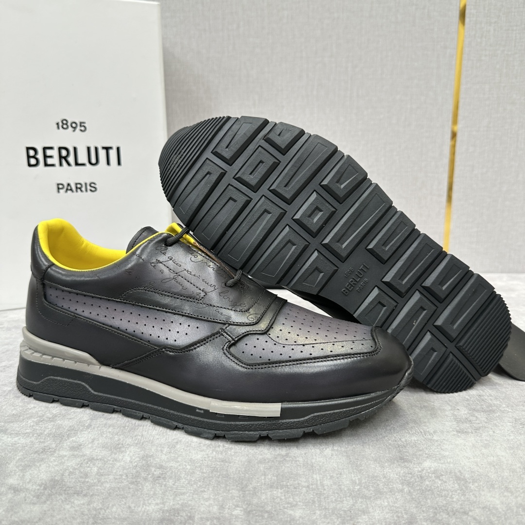 💋💍Berlut* 布鲁提定制款特别款冲孔雕花 升级版第四代私模大底 Fast Track走秀皮革运动鞋