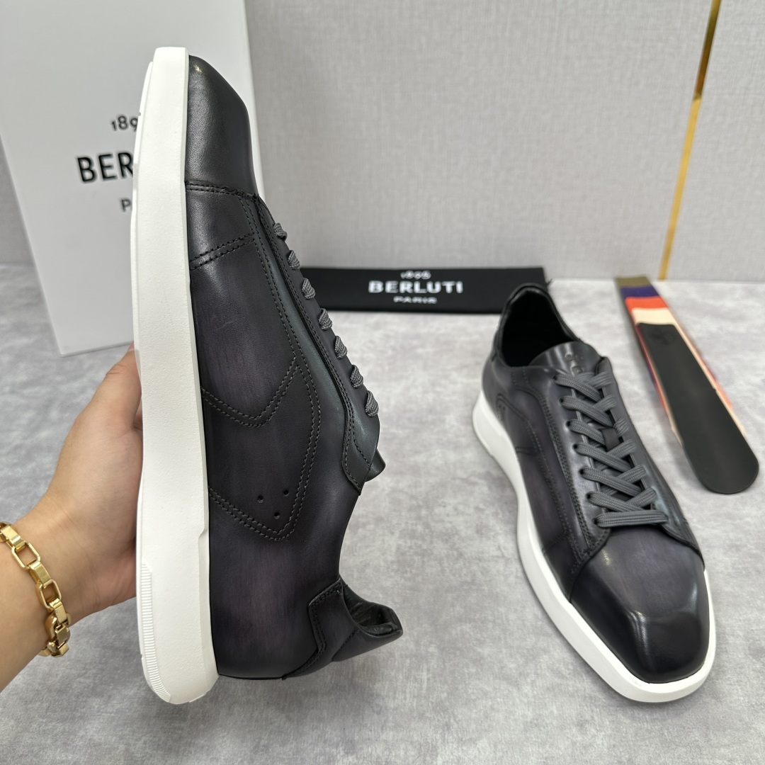 💋💍Berlut* 布鲁提 新款刀锋造型板鞋来袭 新品Stellar Scritto刺青手绘图纹休闲运动