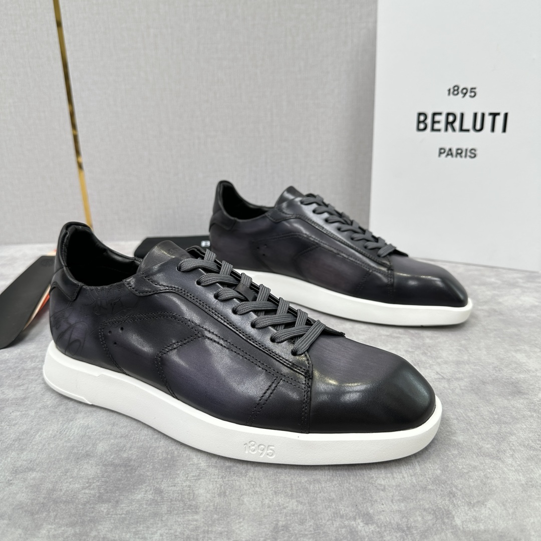 💋💍Berlut* 布鲁提 新款刀锋造型板鞋来袭 新品Stellar Scritto刺青手绘图纹休闲运动
