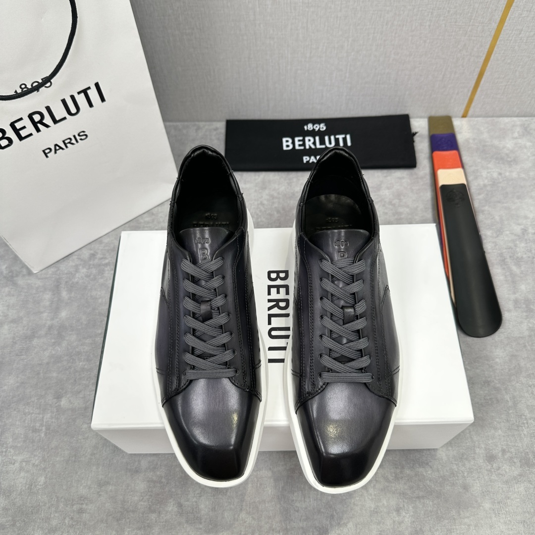 💋💍Berlut* 布鲁提 新款刀锋造型板鞋来袭 新品Stellar Scritto刺青手绘图纹休闲运动