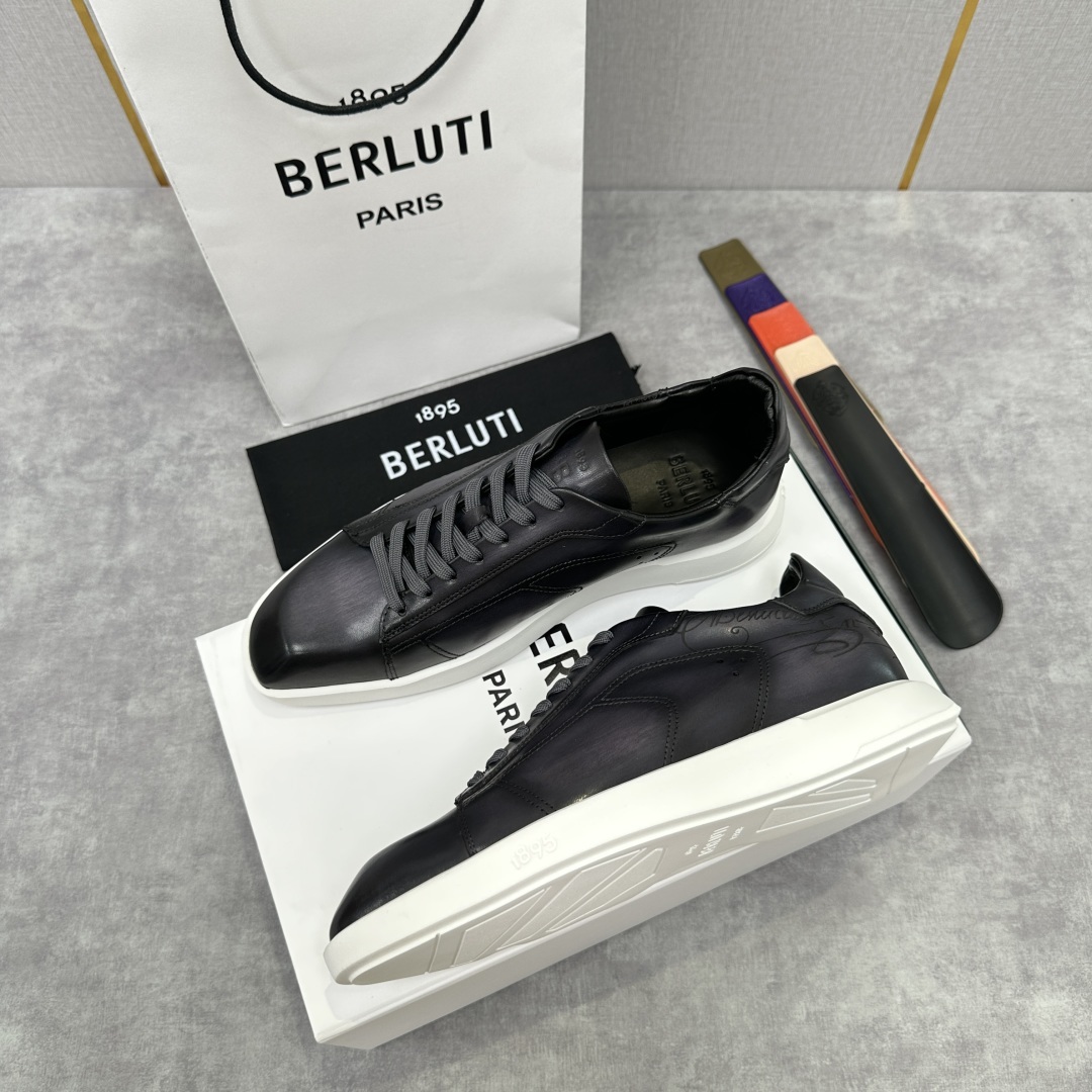 💋💍Berlut* 布鲁提 新款刀锋造型板鞋来袭 新品Stellar Scritto刺青手绘图纹休闲运动