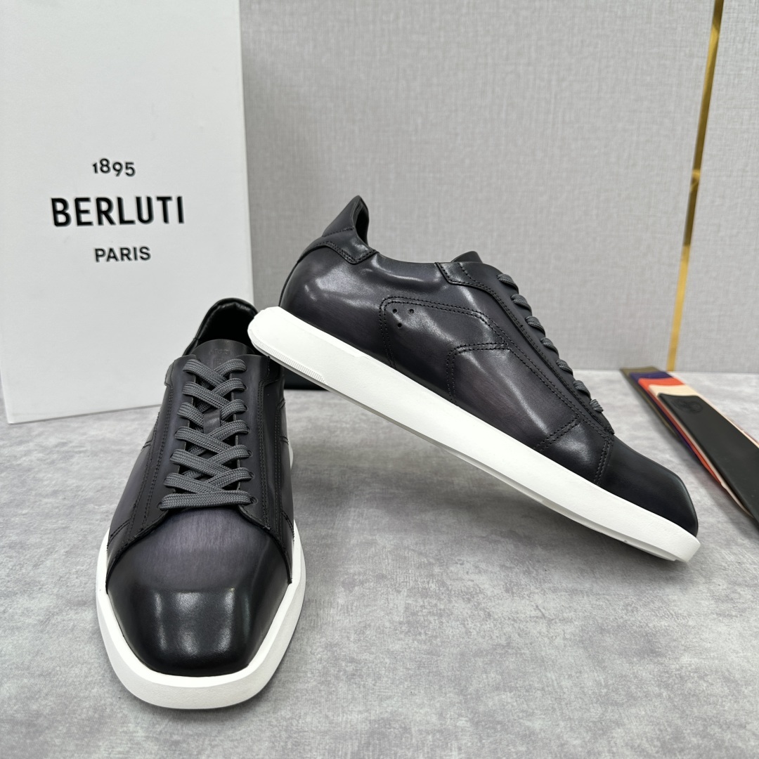 💋💍Berlut* 布鲁提 新款刀锋造型板鞋来袭 新品Stellar Scritto刺青手绘图纹休闲运动
