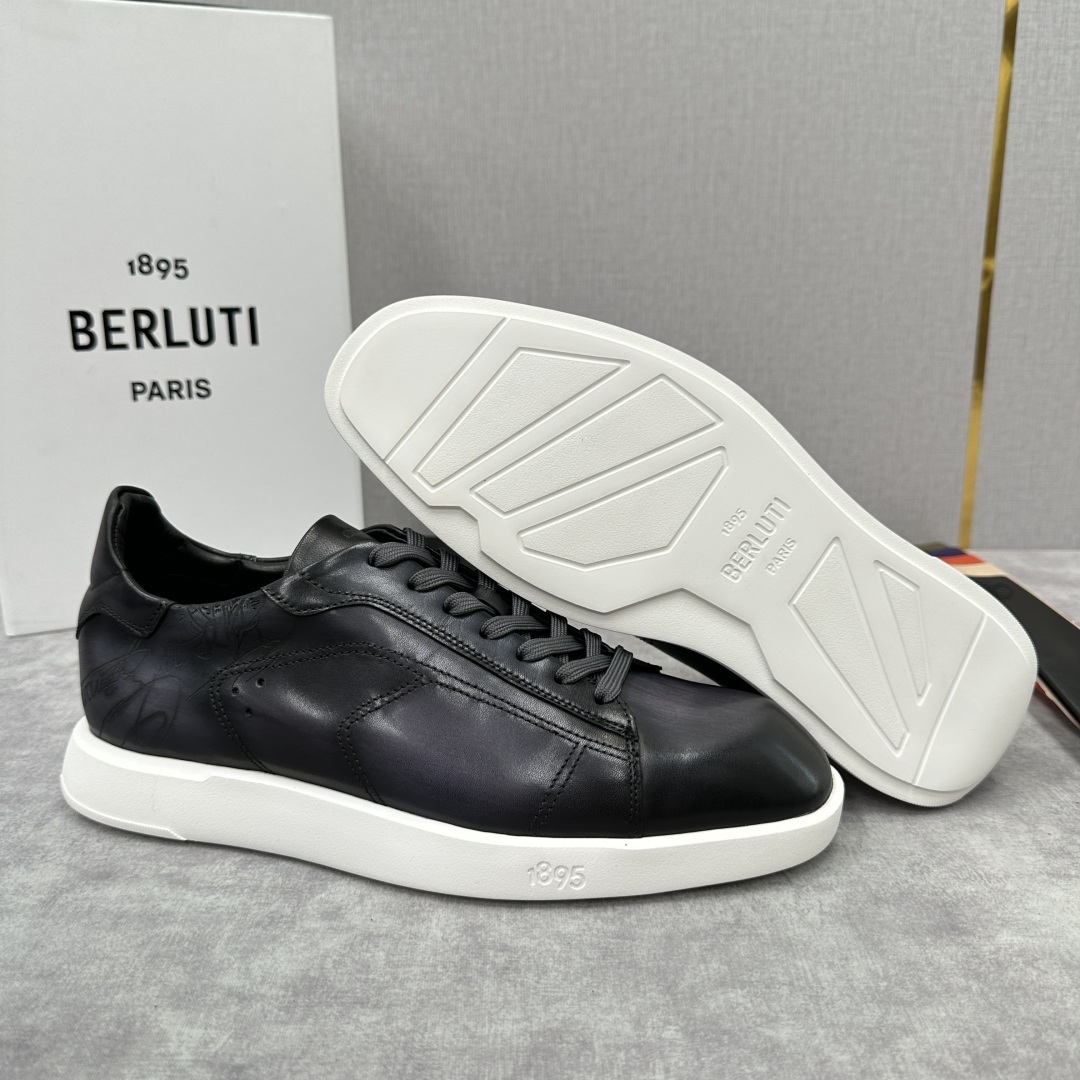 💋💍Berlut* 布鲁提 新款刀锋造型板鞋来袭 新品Stellar Scritto刺青手绘图纹休闲运动