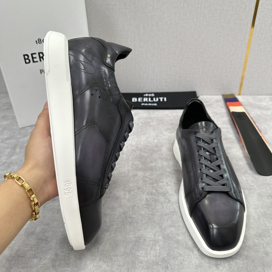 💋💍Berlut* 布鲁提 新款刀锋造型板鞋来袭 新品Stellar Scritto刺青手绘图纹休闲运动